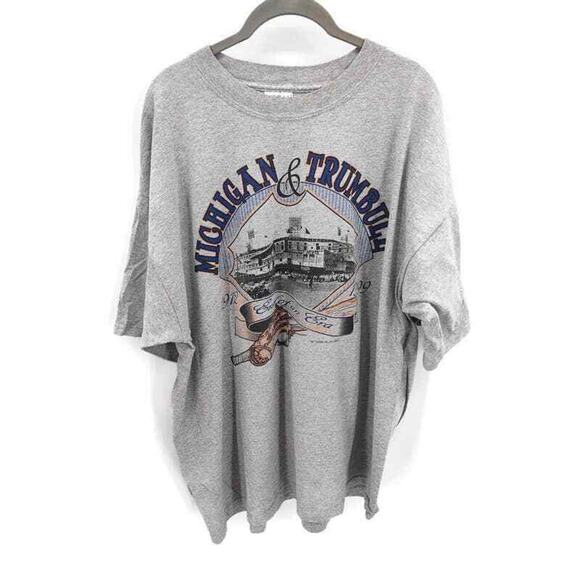 Vintage Michigan & Trumball 1919-1999 end of an era Gray baseball tee XXL - Picture 1 of 5